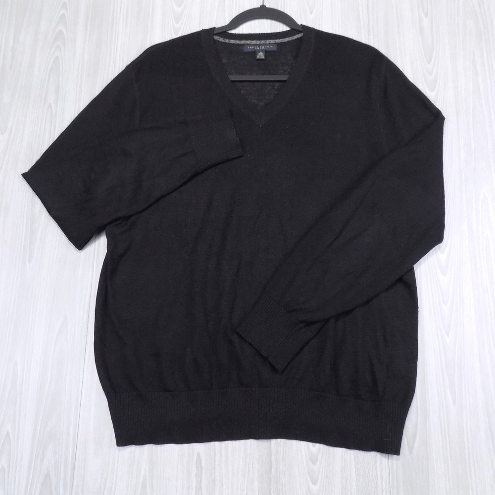 Banana Republic Silk Linen V-Neck Sweater Mens M Black Luxury Soft  EUC